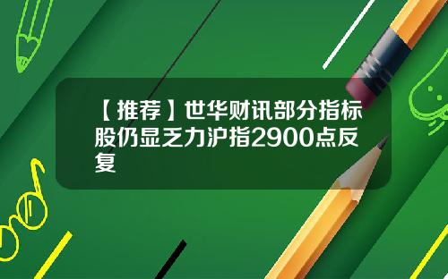 【推荐】世华财讯部分指标股仍显乏力沪指2900点反复