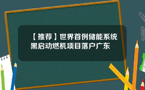 【推荐】世界首例储能系统黑启动燃机项目落户广东