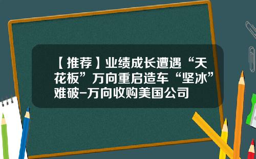 【推荐】业绩成长遭遇“天花板”万向重启造车“坚冰”难破-万向收购美国公司