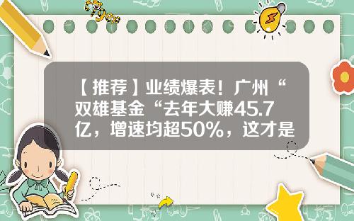 【推荐】业绩爆表！广州“双雄基金“去年大赚45.7亿，增速均超50%，这才是“核心资产“？-广州基金简介