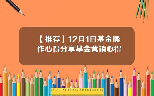 【推荐】12月1日基金操作心得分享基金营销心得