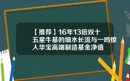【推荐】16年13倍双十五星牛基的细水长流与一鸣惊人华宝高端制造基金净值