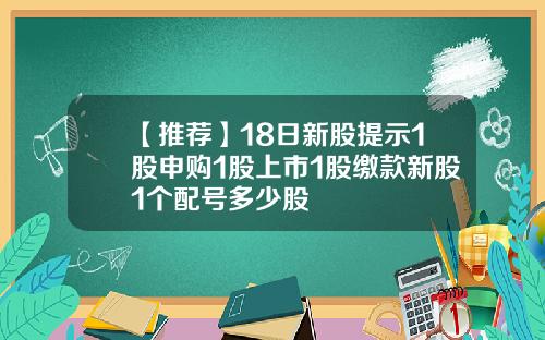 【推荐】18日新股提示1股申购1股上市1股缴款新股1个配号多少股