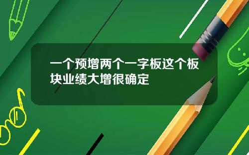 一个预增两个一字板这个板块业绩大增很确定