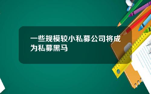 一些规模较小私募公司将成为私募黑马