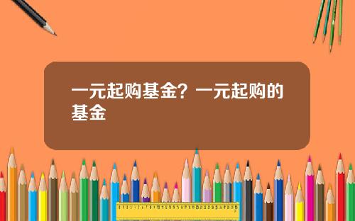 一元起购基金？一元起购的基金