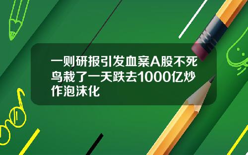 一则研报引发血案A股不死鸟栽了一天跌去1000亿炒作泡沫化