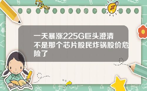 一天暴涨225G巨头澄清不是那个芯片股民炸锅股价危险了