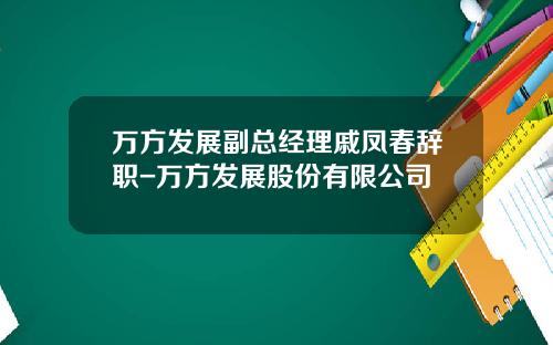 万方发展副总经理戚凤春辞职-万方发展股份有限公司