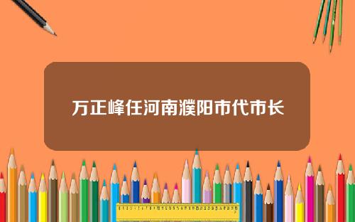 万正峰任河南濮阳市代市长