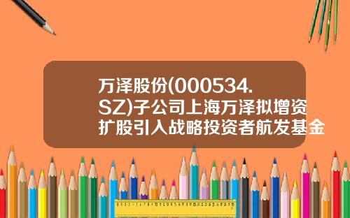 万泽股份(000534.SZ)子公司上海万泽拟增资扩股引入战略投资者航发基金-基金000534