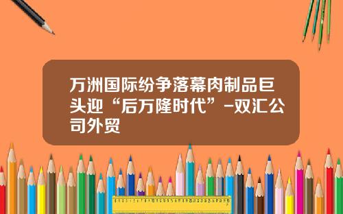 万洲国际纷争落幕肉制品巨头迎“后万隆时代”-双汇公司外贸