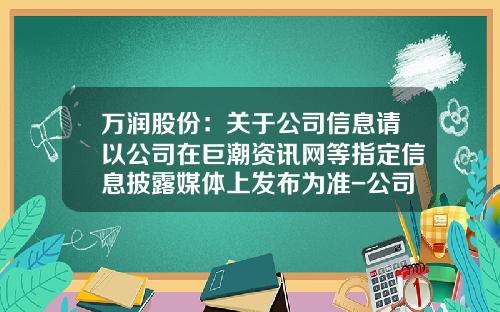万润股份：关于公司信息请以公司在巨潮资讯网等指定信息披露媒体上发布为准-公司资讯对股票的影响