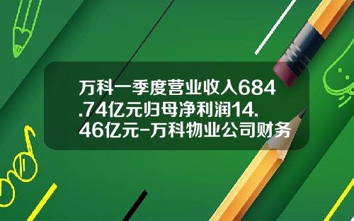 万科一季度营业收入684.74亿元归母净利润14.46亿元-万科物业公司财务报表