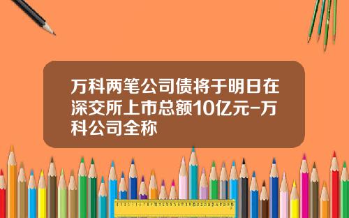 万科两笔公司债将于明日在深交所上市总额10亿元-万科公司全称