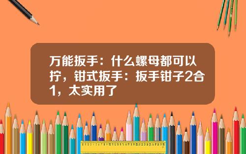 万能扳手：什么螺母都可以拧，钳式扳手：扳手钳子2合1，太实用了