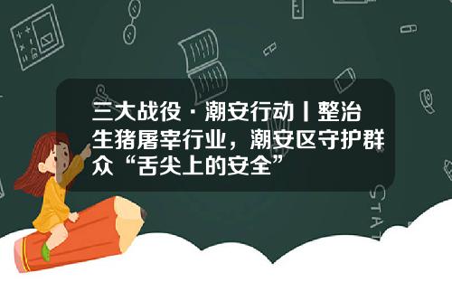 三大战役·潮安行动丨整治生猪屠宰行业，潮安区守护群众“舌尖上的安全”
