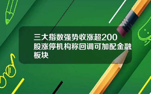 三大指数强势收涨超200股涨停机构称回调可加配金融板块