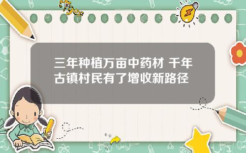 三年种植万亩中药材 千年古镇村民有了增收新路径