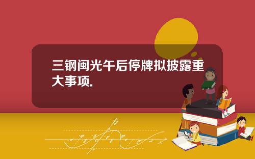 三钢闽光午后停牌拟披露重大事项.