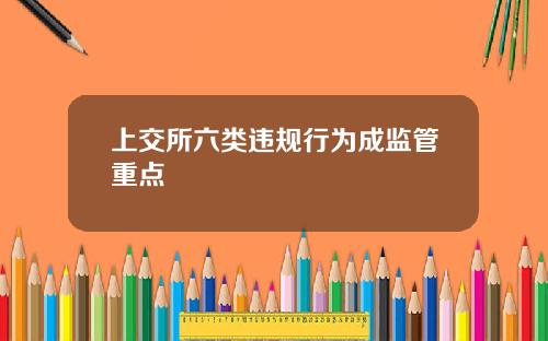 上交所六类违规行为成监管重点