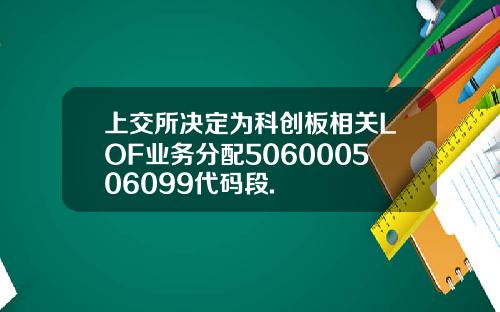 上交所决定为科创板相关LOF业务分配506000506099代码段.