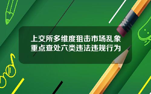 上交所多维度狙击市场乱象重点查处六类违法违规行为