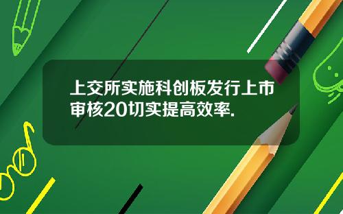 上交所实施科创板发行上市审核20切实提高效率.
