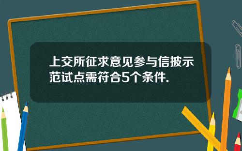 上交所征求意见参与信披示范试点需符合5个条件.