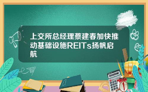 上交所总经理蔡建春加快推动基础设施REITs扬帆启航