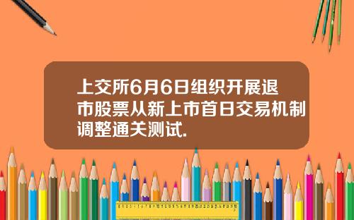 上交所6月6日组织开展退市股票从新上市首日交易机制调整通关测试.