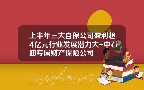 上半年三大自保公司盈利超4亿元行业发展潜力大-中石油专属财产保险公司