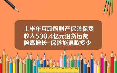 上半年互联网财产保险保费收入530.4亿元退货运费险高增长-保险能退款多少