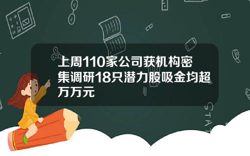 上周110家公司获机构密集调研18只潜力股吸金均超万万元