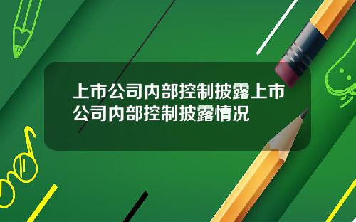 上市公司内部控制披露上市公司内部控制披露情况