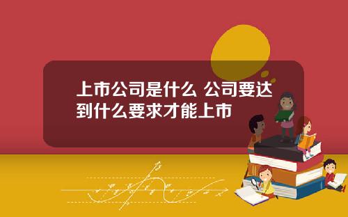 上市公司是什么 公司要达到什么要求才能上市