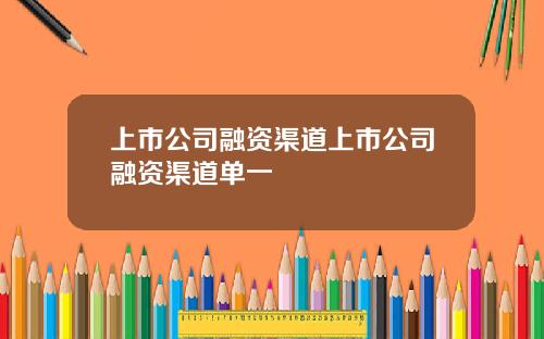 上市公司融资渠道上市公司融资渠道单一