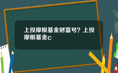 上投摩根基金财富号？上投摩根基金c
