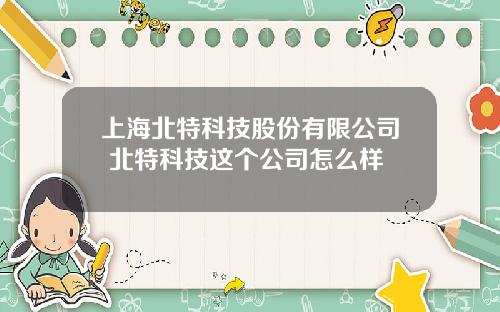 上海北特科技股份有限公司 北特科技这个公司怎么样