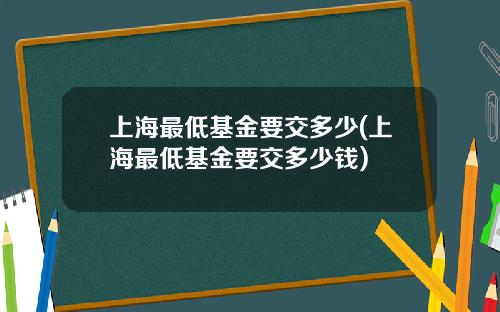 上海最低基金要交多少(上海最低基金要交多少钱)