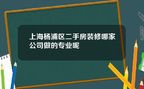上海杨浦区二手房装修哪家公司做的专业呢
