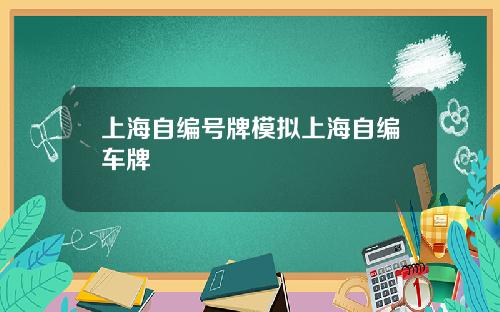 上海自编号牌模拟上海自编车牌