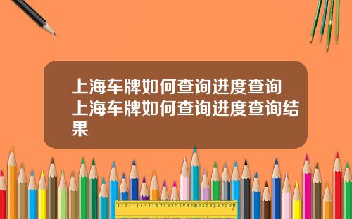上海车牌如何查询进度查询上海车牌如何查询进度查询结果