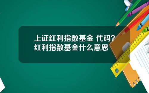 上证红利指数基金 代码？红利指数基金什么意思