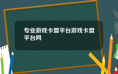专业游戏卡盟平台游戏卡盟平台网
