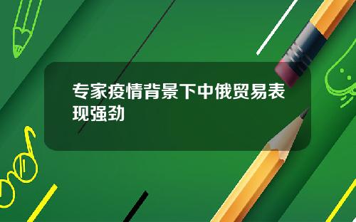 专家疫情背景下中俄贸易表现强劲
