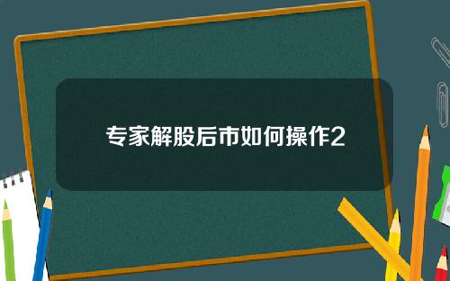 专家解股后市如何操作2