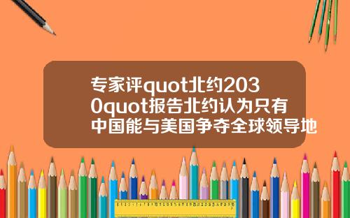 专家评quot北约2030quot报告北约认为只有中国能与美国争夺全球领导地位