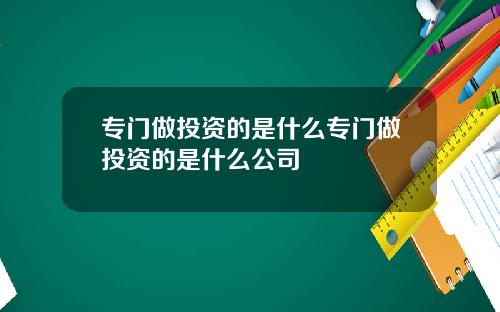 专门做投资的是什么专门做投资的是什么公司