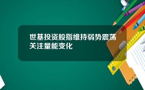 世基投资股指维持弱势震荡关注量能变化